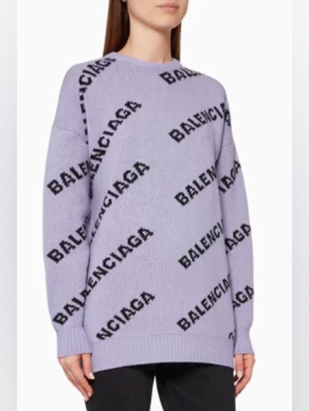 Balenciaga Lavender Logo Crewneck Sweater
